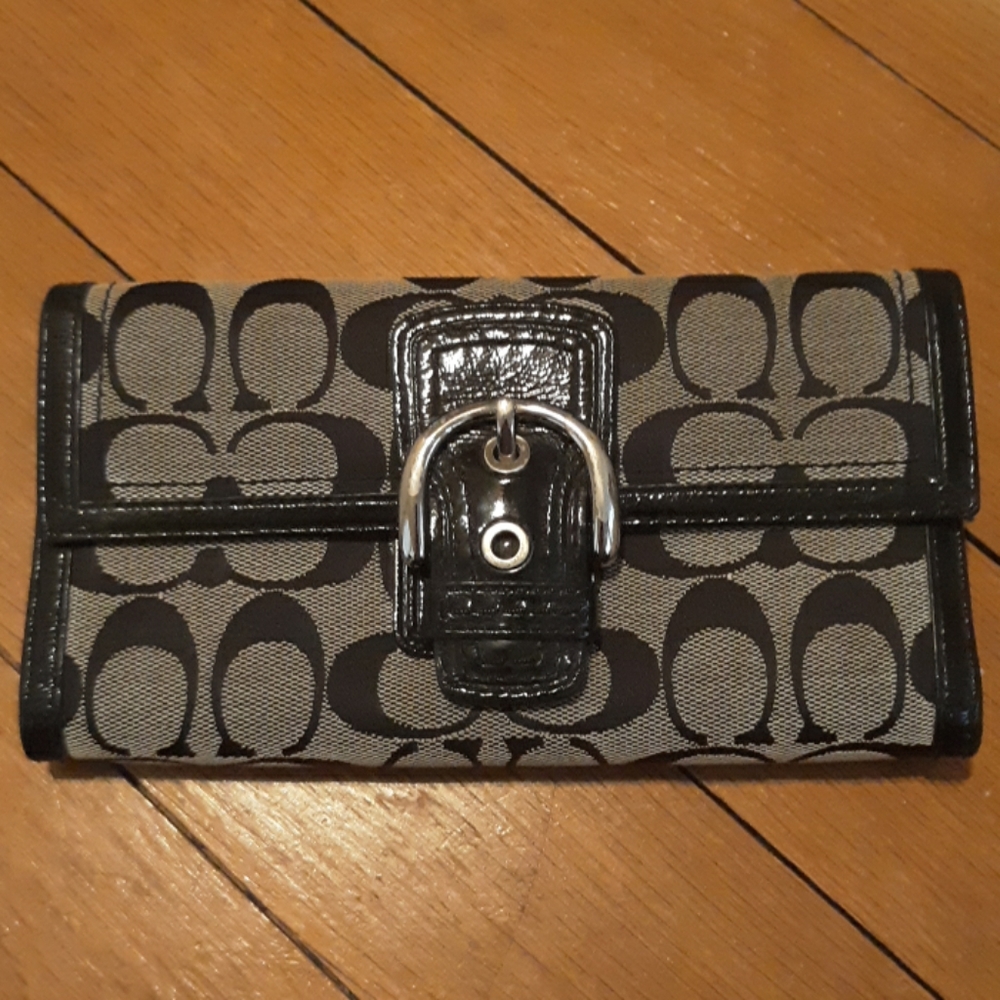 Black Coach Wallet TriFold